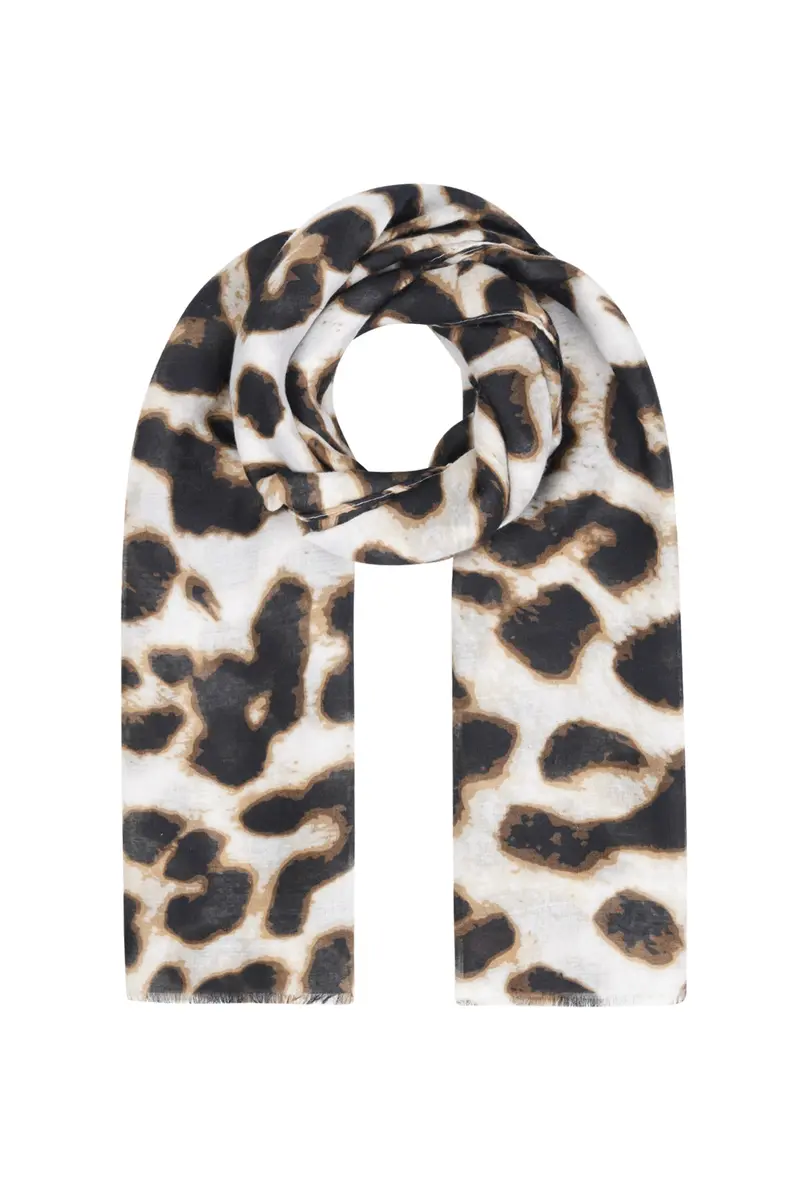 Zomersjaal met panter print - Beige