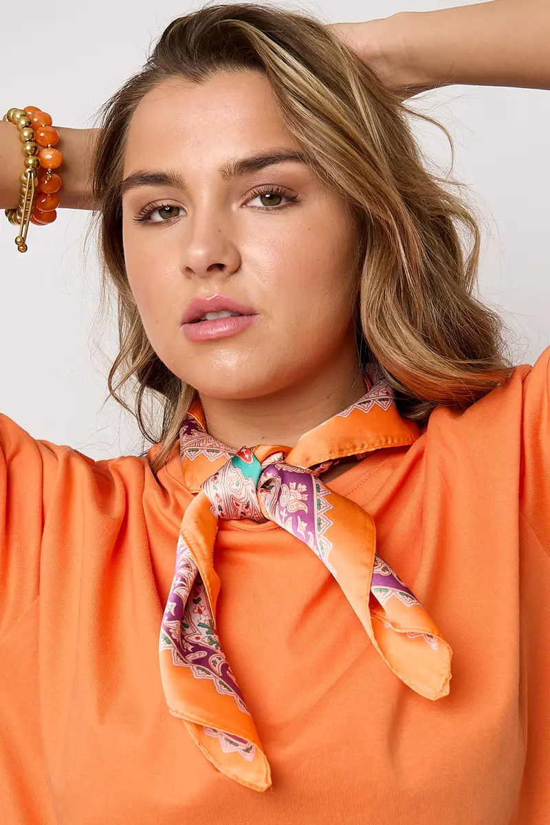 Zomersjaals met bloemenprint  | Oranje
