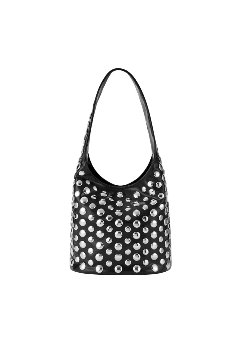 Zwarte leren handtas met studs