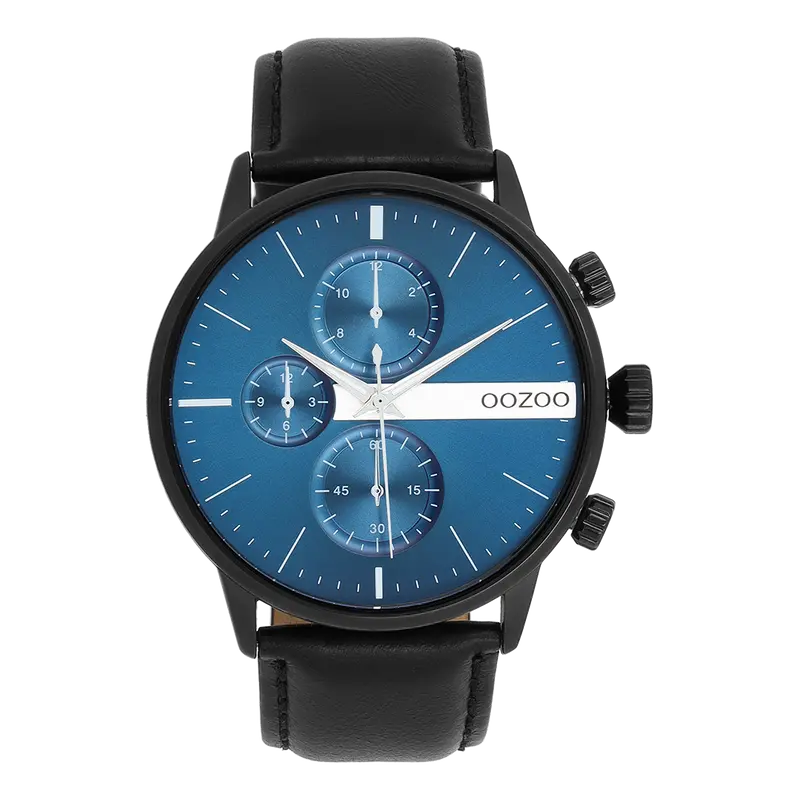 Zwarte OOZOO horloge met leren band - C11510 (45mm)