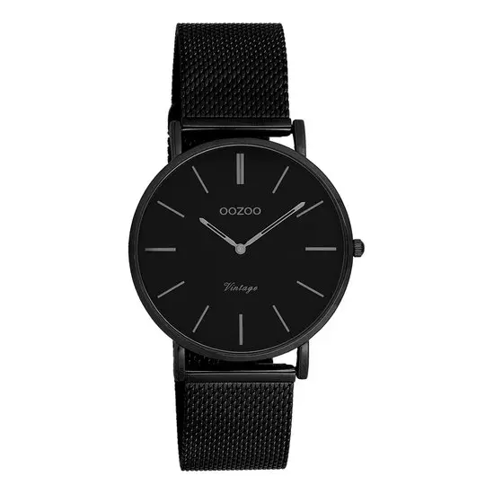 Zwarte OOZOO horloge met metalen mesh armband - C9934